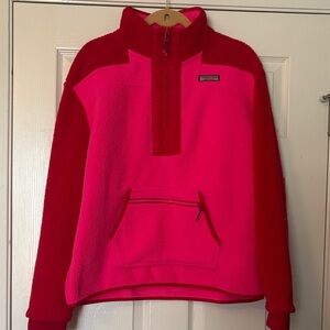 Vineyard Vines Pink and Red Fleece Pullover